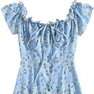 Frill Tie Front Ditsy Floral Short Sleeve Dress